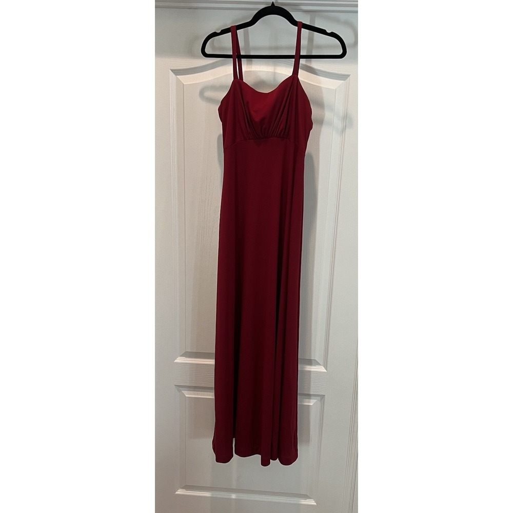 Vintage Lorrie Deb Red Empire Waist Maxi Gown Sheer Chiffon Cape Scarf Romantic
